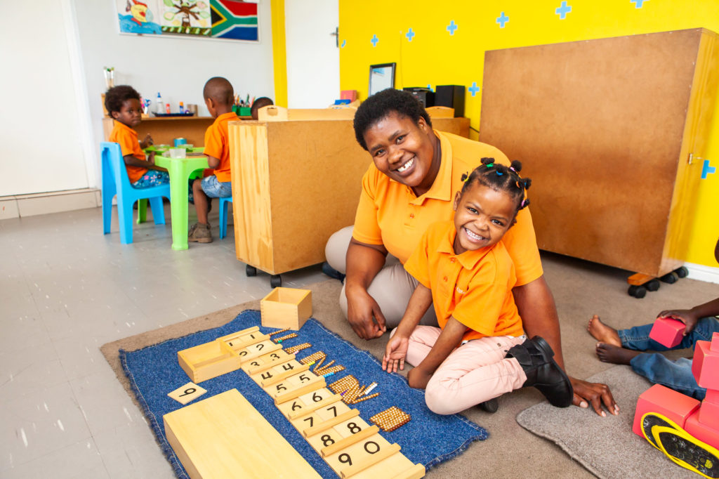 Kungawo from Life Child preschool in Cape Town with her teacher 